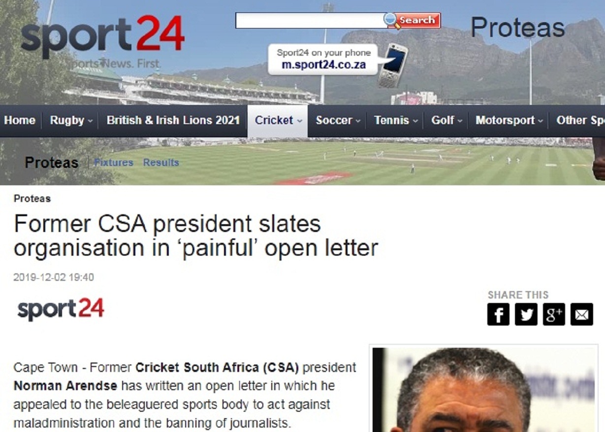 Former CSA president slates organisation in ‘painful’ open letter